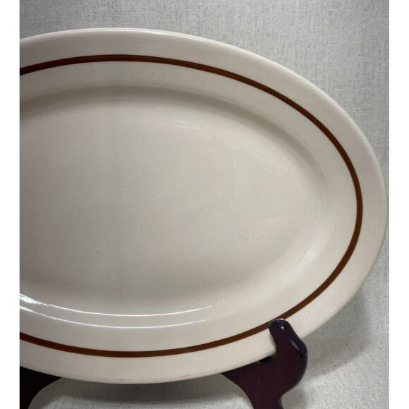 Jackson China Restaurant Ware Oval Platter Jac Tan Brown Stripe 9 x 12 Inch - Picture 2 of 6